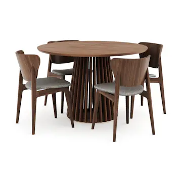 Matgrupp Bark Peyra Runt Matbord 120 cm med 4 Jerup Matstol