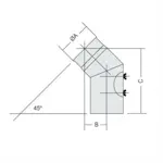 Rörböj Kaminexperten Sexkantig 45 Böj 120