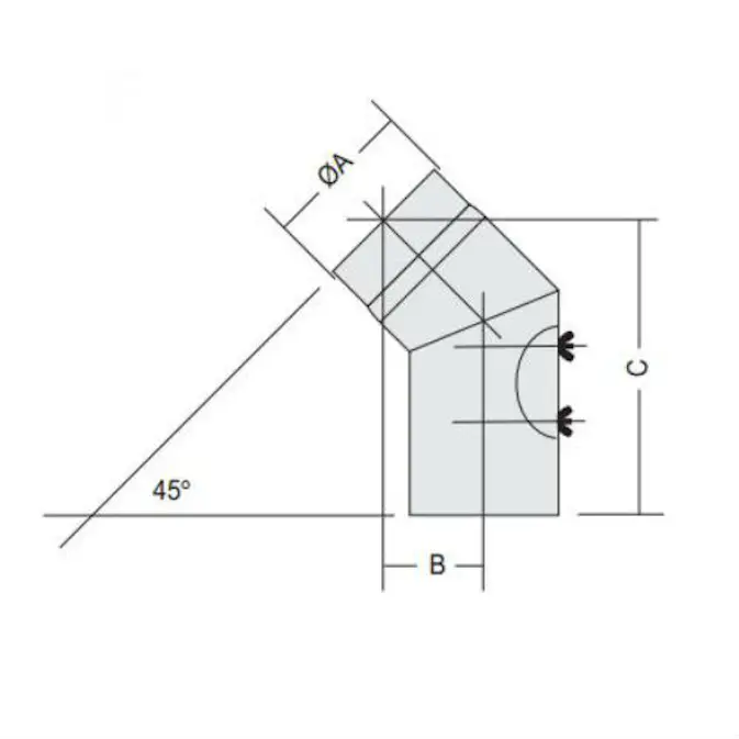 Rörböj Kaminexperten Sexkantig 45 Böj 120