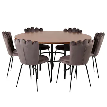 Matgrupp furniture/fashion Copenhagen med 6 Gråa Limhamn Light Stolar