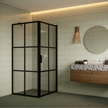 Duschhörn Hietakari Bläk 765 Paris Fast Vägg och Vändbar Dörr