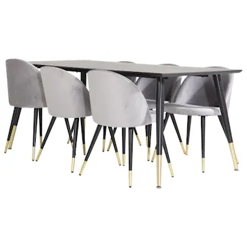 Matgrupp Venture Home Dipp med 6 Velvet Stolar