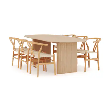 Matgrupp Bark Noira Ovalt Matbord 220 cm med 6Dastoori Matstol