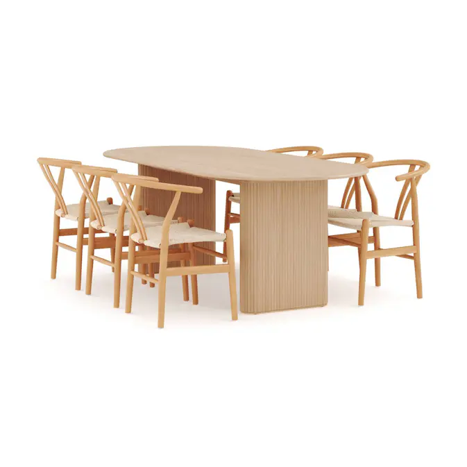 Matgrupp Bark Noira Ovalt Matbord 220 cm med 6Dastoori Matstol