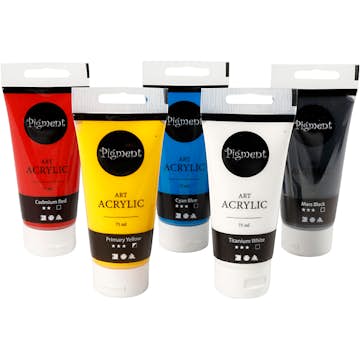 Akrylfärg Creativ Company Pigment Mixade Färger Grundfärger 5st 75 ml/1 Förp