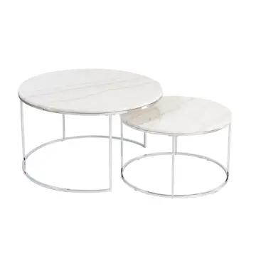 Soffbord Stenexpo Lormont Set Runda Vardagsumsbord i Marmor & Metall