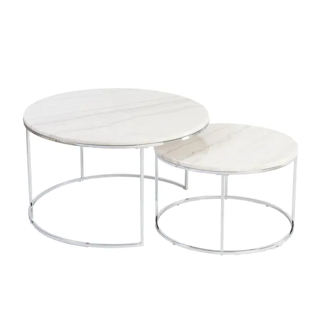 Soffbord Stenexpo Lormont Set Runda Vardagsumsbord i Marmor & Metall