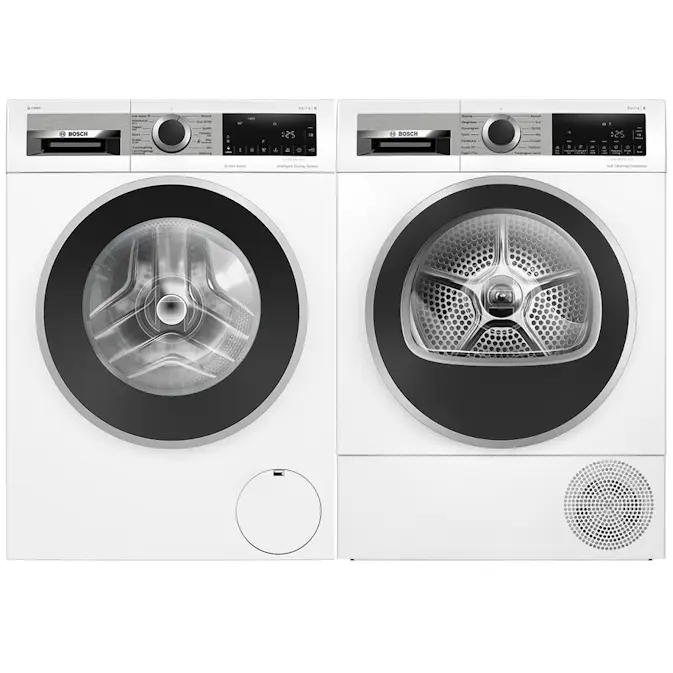 Tvättmaskin och Torktumlare Bosch WGG244FTSN + WQG245DBSN Serie 6 Vit