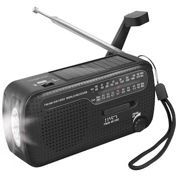 Vevradio LogiLink med Ficklampa och Solcell