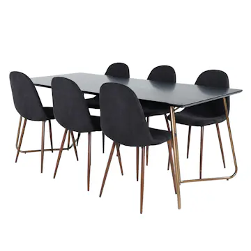 Matgrupp Venture Home Annika Valnöt med 6 Pobbie Stolar