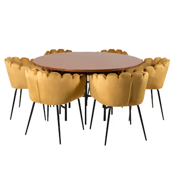 Matgrupp Venture Home Copenhagen med 6 Limhamn Guld Stolar