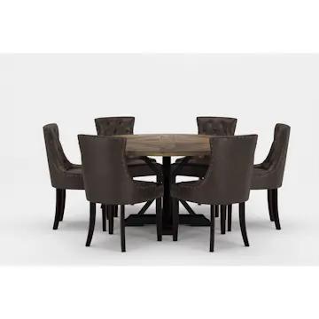 Matgrupp Bloomington Lyon Runt Matbord 150 cm Svart Bas med 6 Tuva Matstol