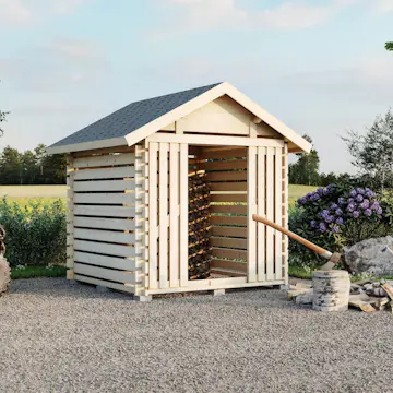 Vedbod Luoman Lillevilla Tahko 4 m² Vedförvaring med Sadeltak i Lösvirke
