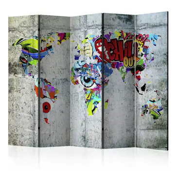 Rumsavdelare Skärmvägg Arkiio Graffiti World 225x172 cm