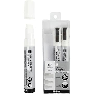 Tusch Creativ Company Chalk Markers Vit Spets 3+6+15 mm 3 St