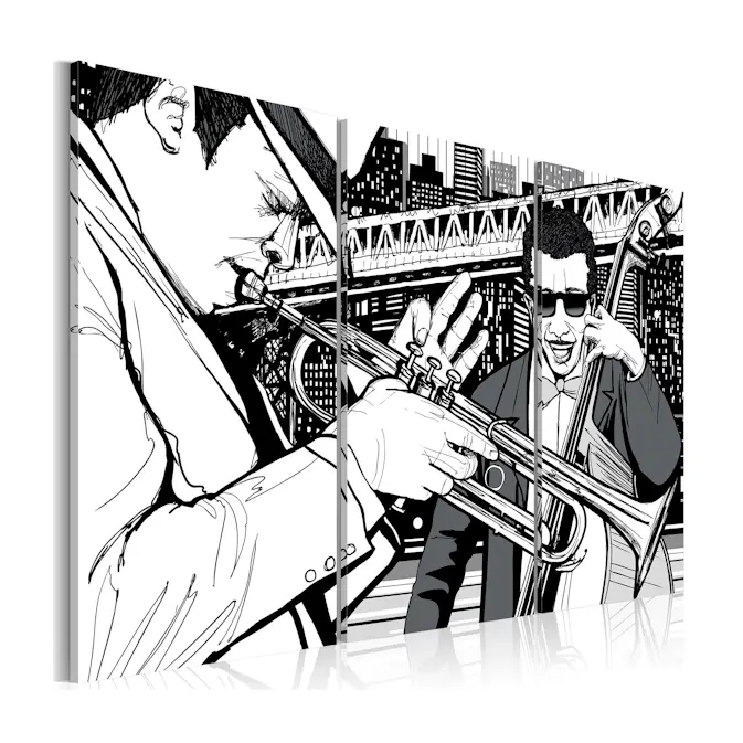 Tavla Arkiio Jazzkonsert På Bakgrunden Av New York Skyskrapor