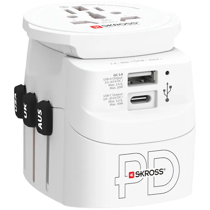 Reseadapter Skross PRO Light USB AC30PD World PD 30W Jordad