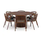 Matgrupp Bark Kopparbo Runt Matbord 150 cm med 6 Noira Matstol