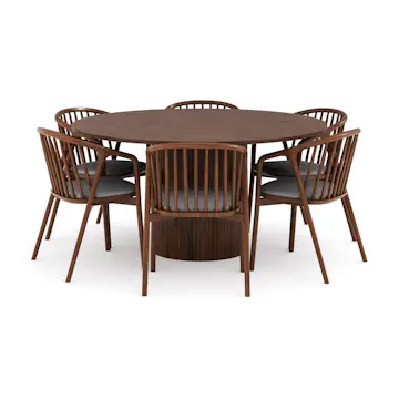 Matgrupp Bark Kopparbo Runt Matbord 150 cm med 6 Noira Matstol