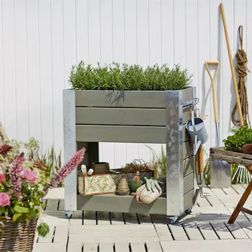 Blomlåda PLUS Cubic med Hylla Gråbrun 87x50x95 cm