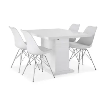 Matgrupp Concept 55 Ratliff Rektangulärt Matbord 120-160 cm Förlängningsbart med 4 Shell Matstol