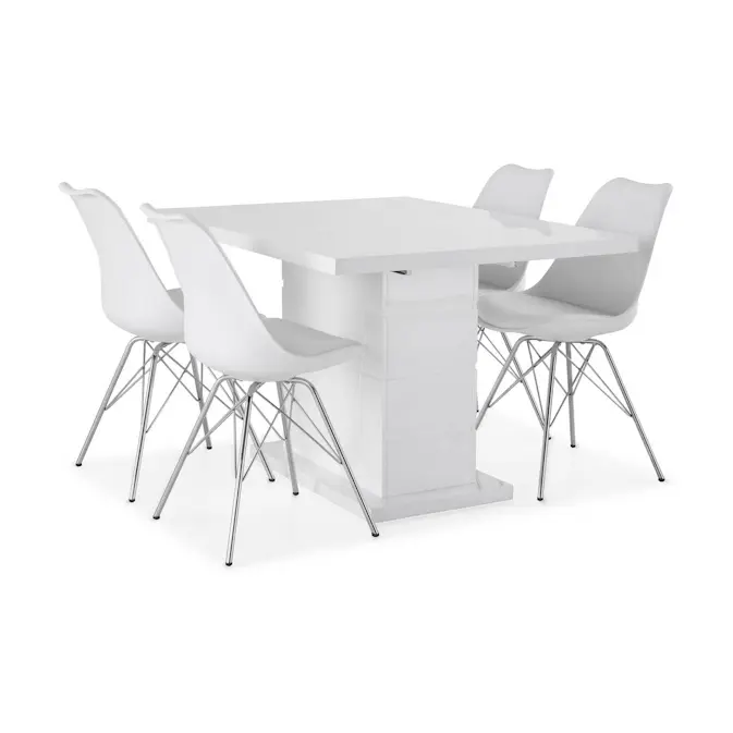 Matgrupp Concept 55 Ratliff Rektangulärt Matbord 120-160 cm Förlängningsbart med 4 Shell Matstol