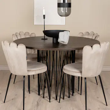 Matgrupp furniture/fashion Stone Ø120 cm med 4 Limhamn Light Stolar