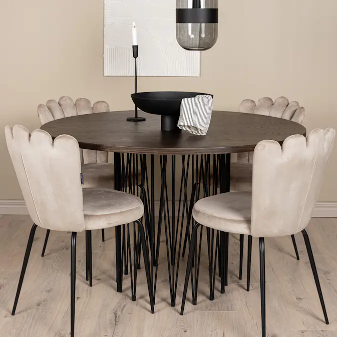 Matgrupp furniture/fashion Stone Ø120 cm med 4 Limhamn Light Stolar