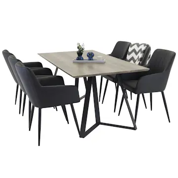 Matgrupp Venture Home Madde med 6 Corina Stolar Konstläder