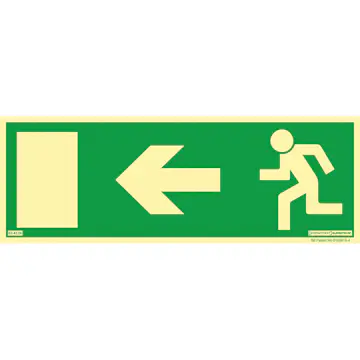Skylt Systemtext Utrymning Pil Vänster Aluminium Supernova