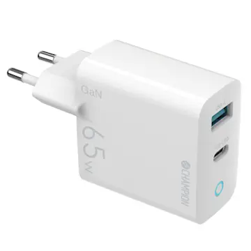 Laddare Champion 65W GaN QC/PD Vit