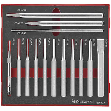 Drivdorn/huggmejselsats 14 delar Teng Tools TEDPC14