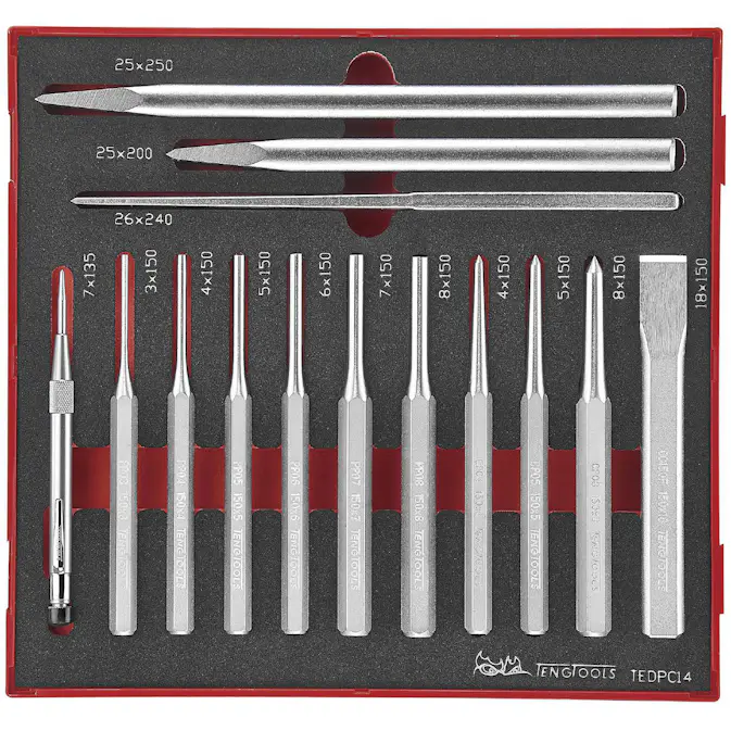 Drivdorn/huggmejselsats 14 delar Teng Tools TEDPC14