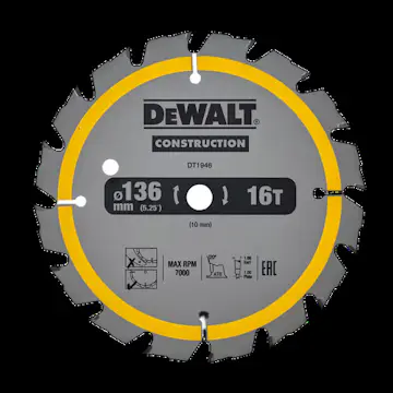 Cirkelsågklinga DeWalt DT1946 136X10 mm 16T