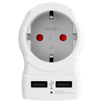 Reseadapter Skross Europa till UK med Dubbla USB-A 12W Jordad