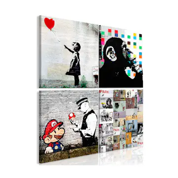 Tavla Arkiio Banksy Collage 4 delar