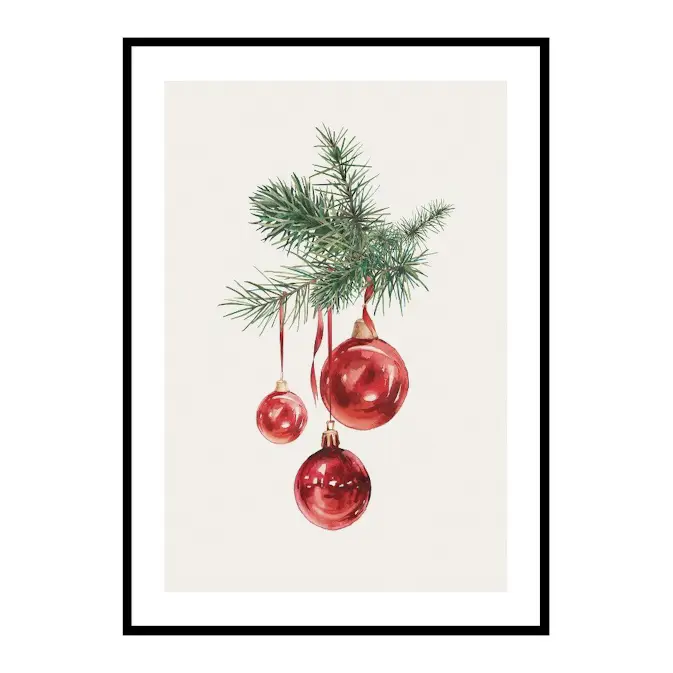Poster Gallerix Watercolor Christmas Balls