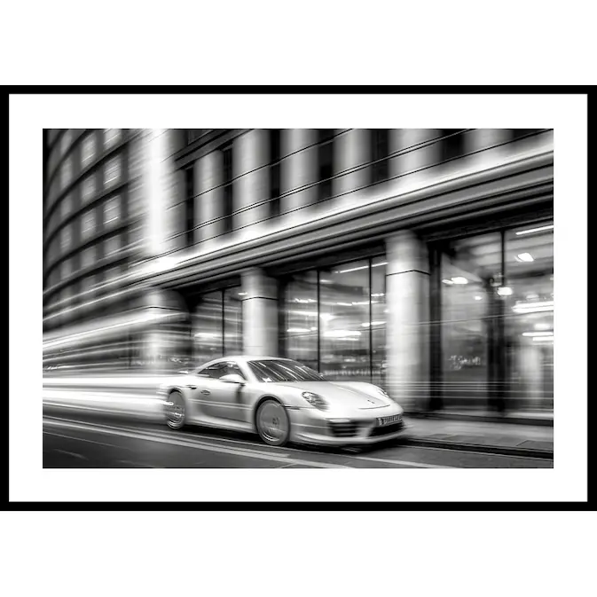 Poster Gallerix Porsche 911 In Motion B&W