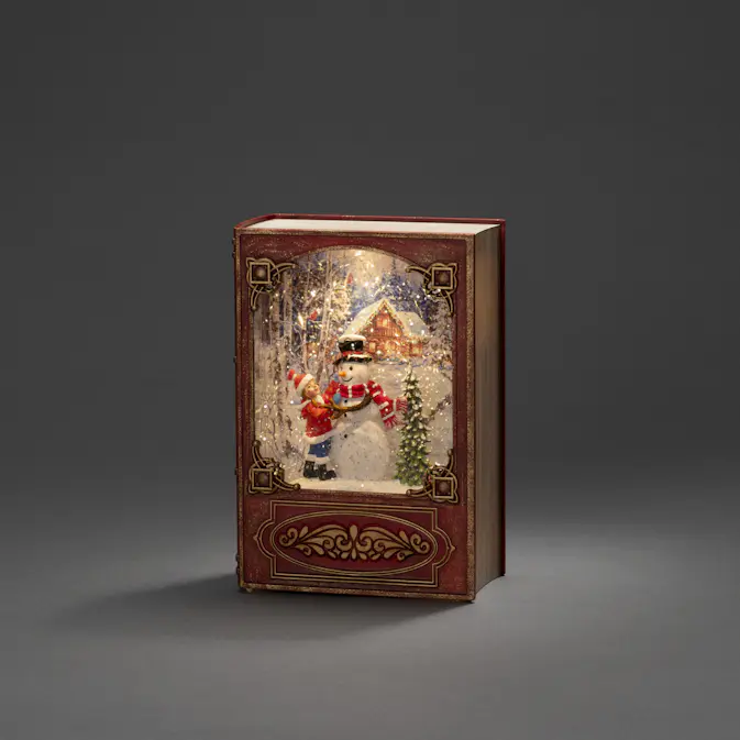 Lykta Gnosjö Konstsmide Vattenfylld Röd Bok Snögubbe