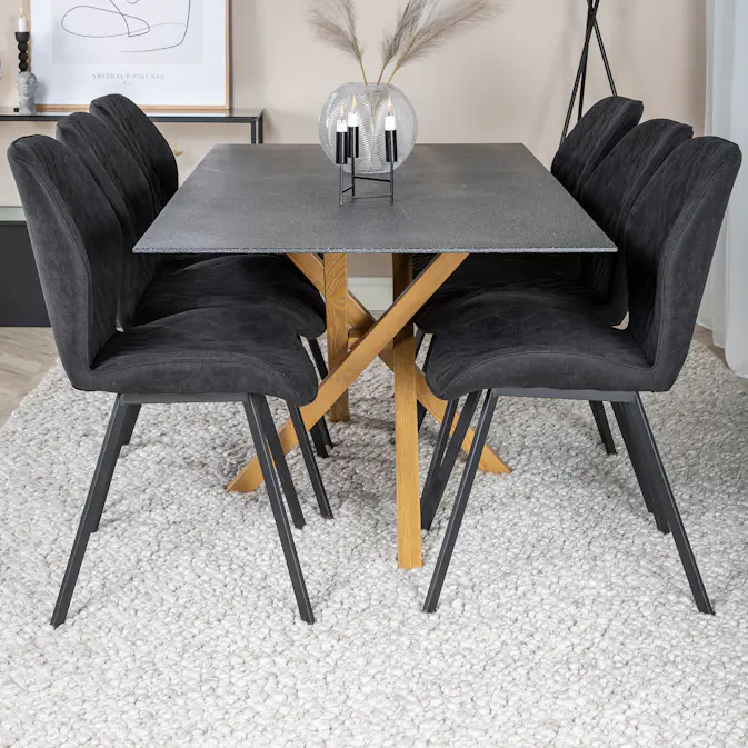 Matgrupp Venture Home Piata med 6 Geneva Stolar Polyestertyg