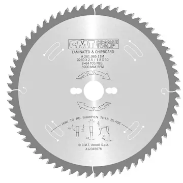 Formatsågklinga CMT Orange Tools TF Laminat/Spånskivor
