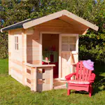 Lekstuga PLUS Trästuga 2,6 m² med Inbyggd Altan