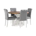 Matgrupp Basic Home Lyon Runt Matbord 120 cm med 4 Stormon Matstol