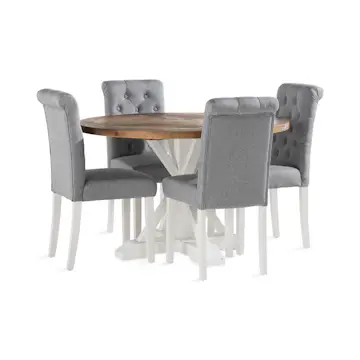 Matgrupp Basic Home Lyon Runt Matbord 120 cm med 4 Stormon Matstol