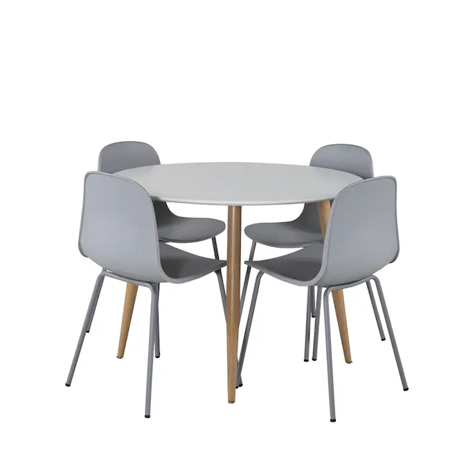 Matgrupp Venture Home Plaza Ø110 cm med 4st Arctic Matstolar