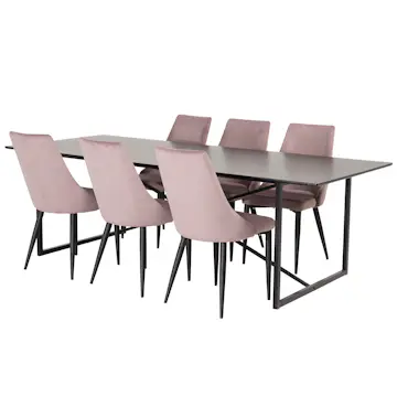 Matgrupp Venture Home Palaba med 6 Laura Stolar Svart