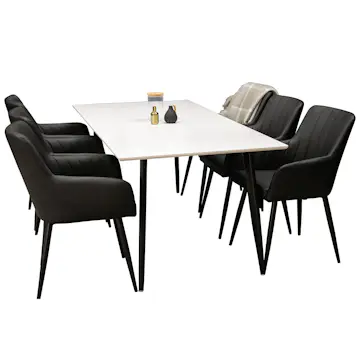 Matgrupp Venture Home Pobbie Vit med 6 Corina Stolar Konstläder