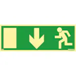 Skylt Systemtext Utrymning Pil Ner Aluminium Supernova