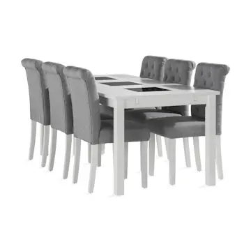 Matgrupp Basic Home Jasmin Rektangulärt Matbord 180-270 cm Förlängningsbart med 6 Stormon Matstol