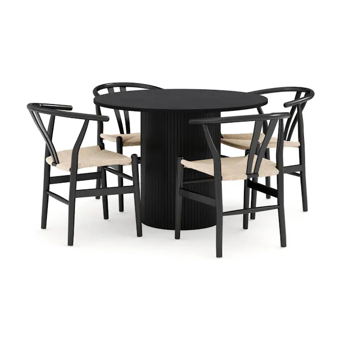 Matgrupp Bark Kopparbo Runt Matbord 106 cm med 4 Dastoori Matstol